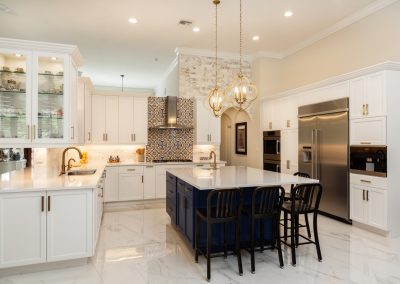 Beautiful luxury home kitchen with white cabinets.