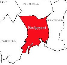 Bridgeport, CT location on map