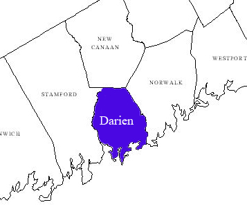 map of Darien within the counties